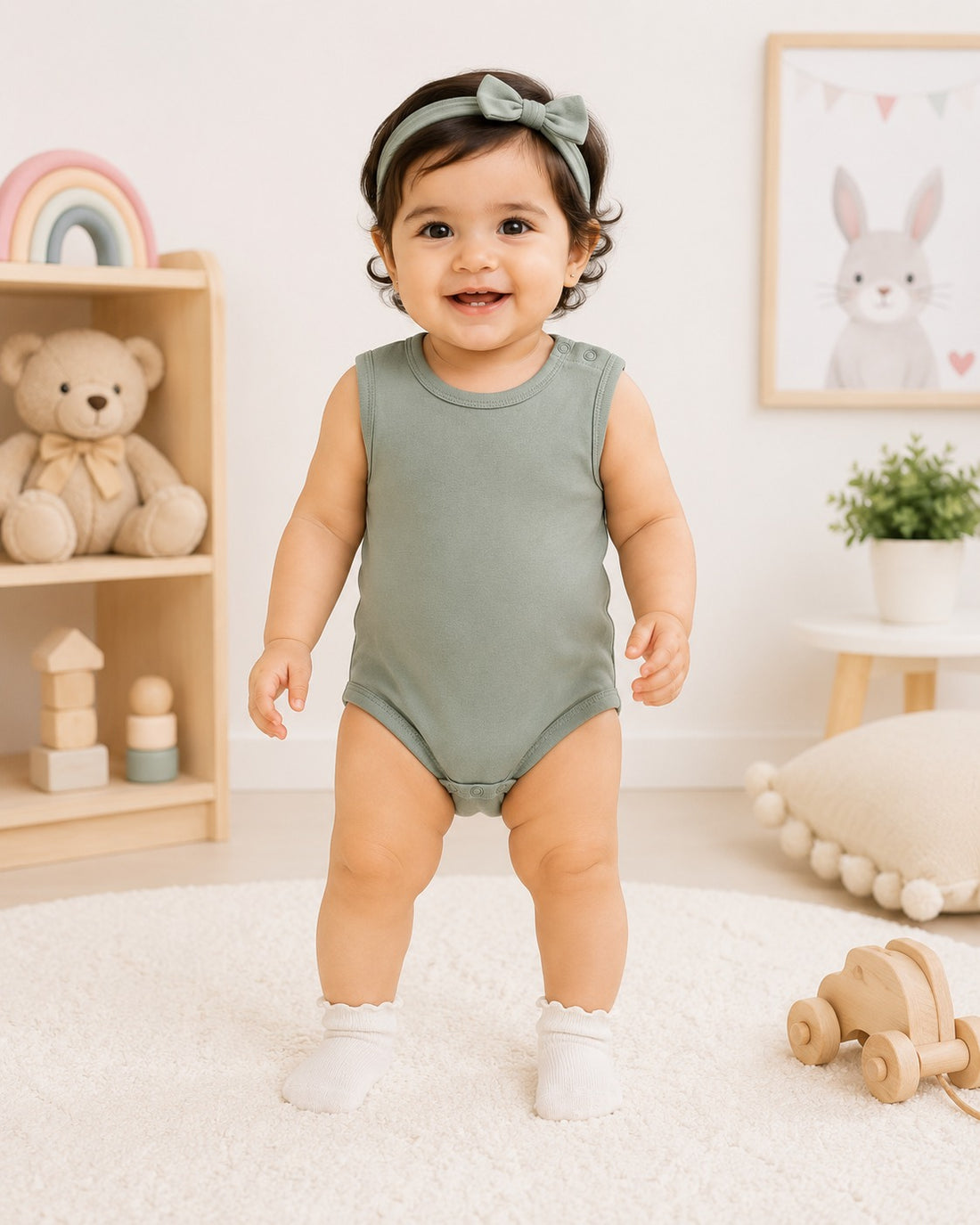 Baby Singlet Onesie with Snap Buttons | Sleeveless Bodysuit | Unisex