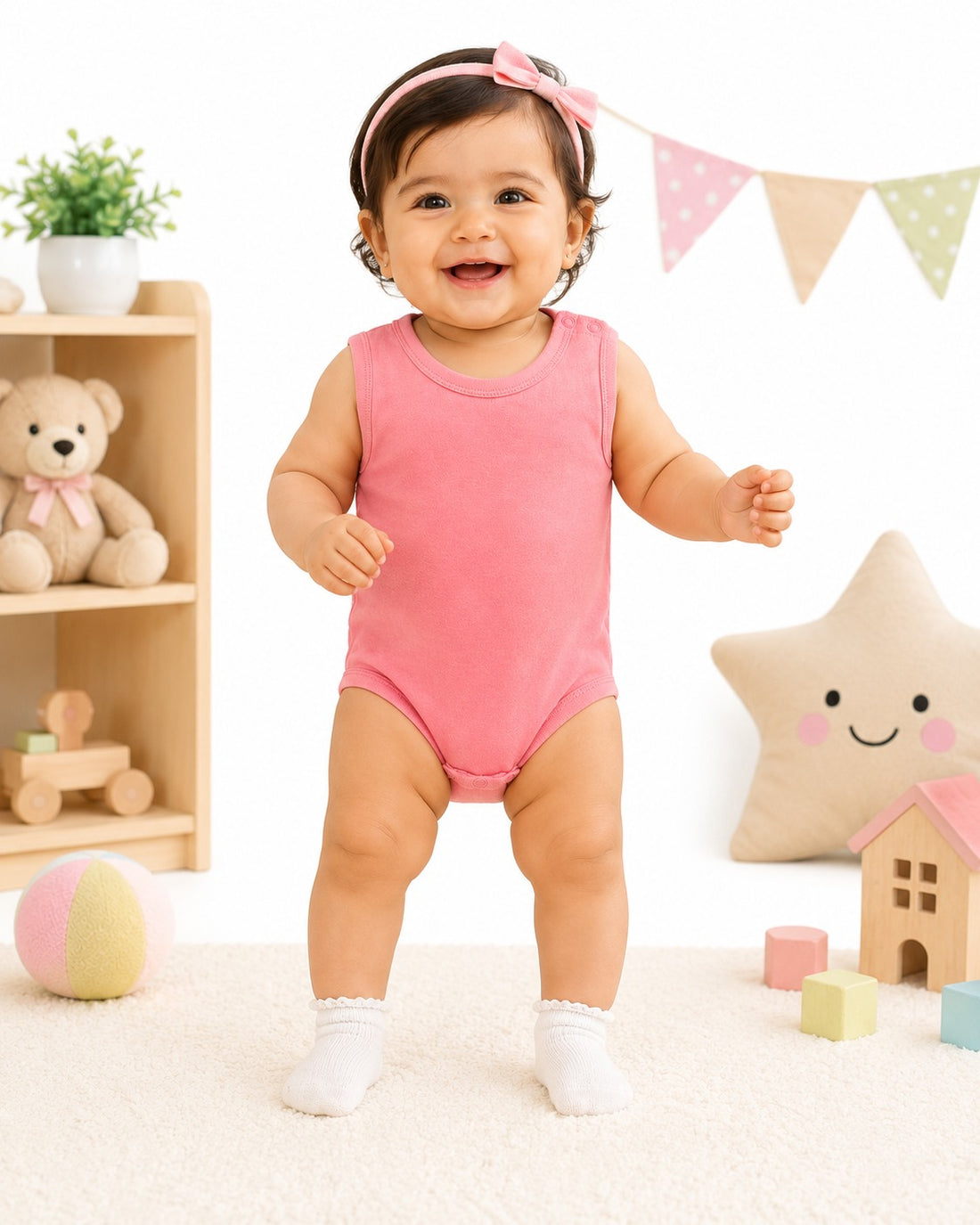 Baby Singlet Onesie with Snap Buttons | Sleeveless Bodysuit | Unisex