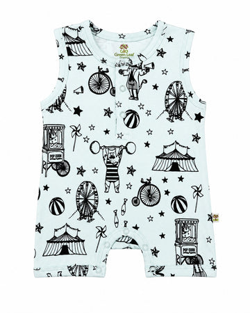 Green Leaf | Baby Boys Button Romper With Snap Buttons