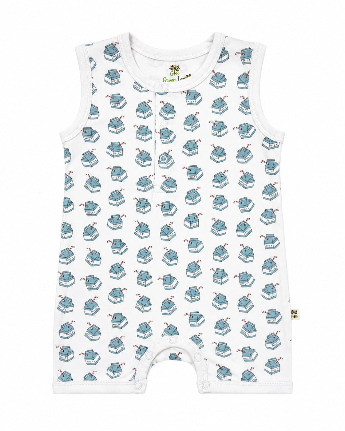 Green Leaf | Baby Boys Button Romper With Snap Buttons