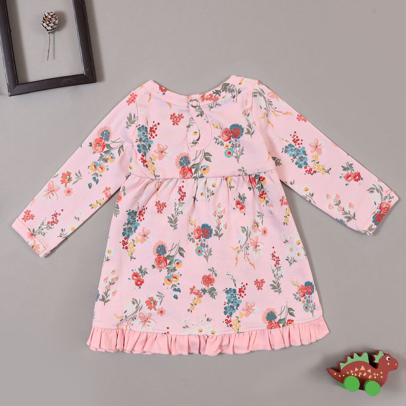 PINK BASE ROSE PRINT WARP OPEN DRESS