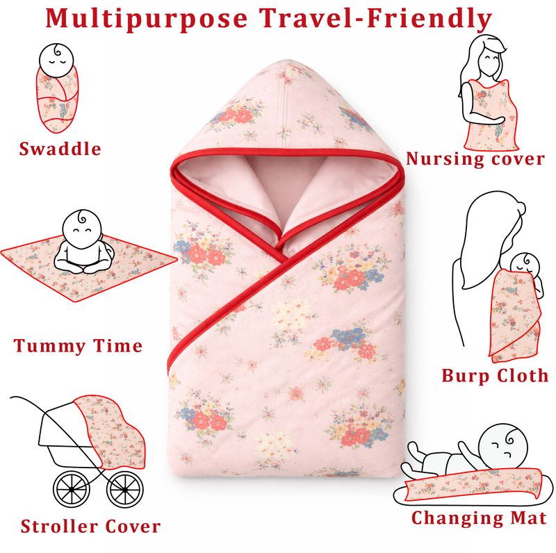 FLOWER PRINT HOOD-BLANKET