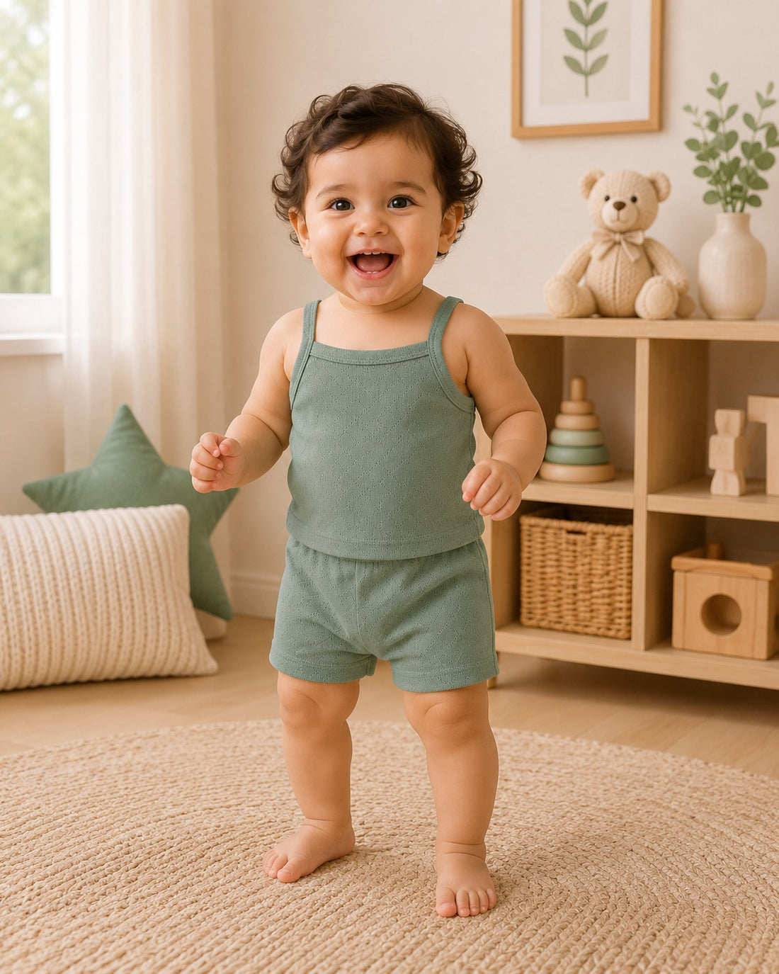 Pointelle Vest & shorts Set | Unisex