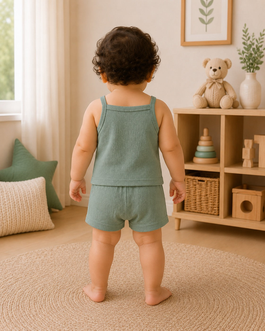 Pointelle Vest & shorts Set | Unisex