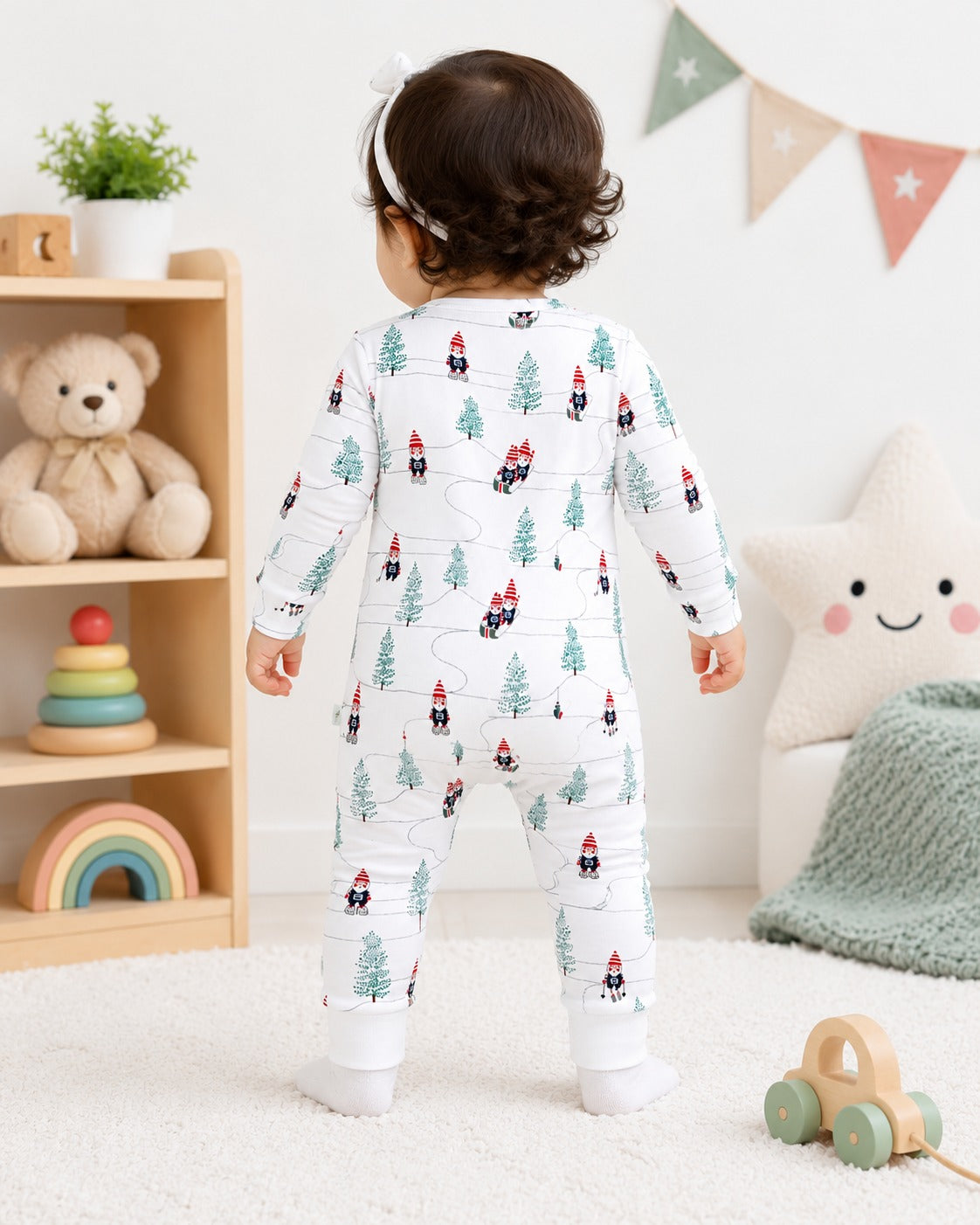 Baby Romper | 2 Way Long Zipper Sleepsuit |Christmas Print |Full Sleeve