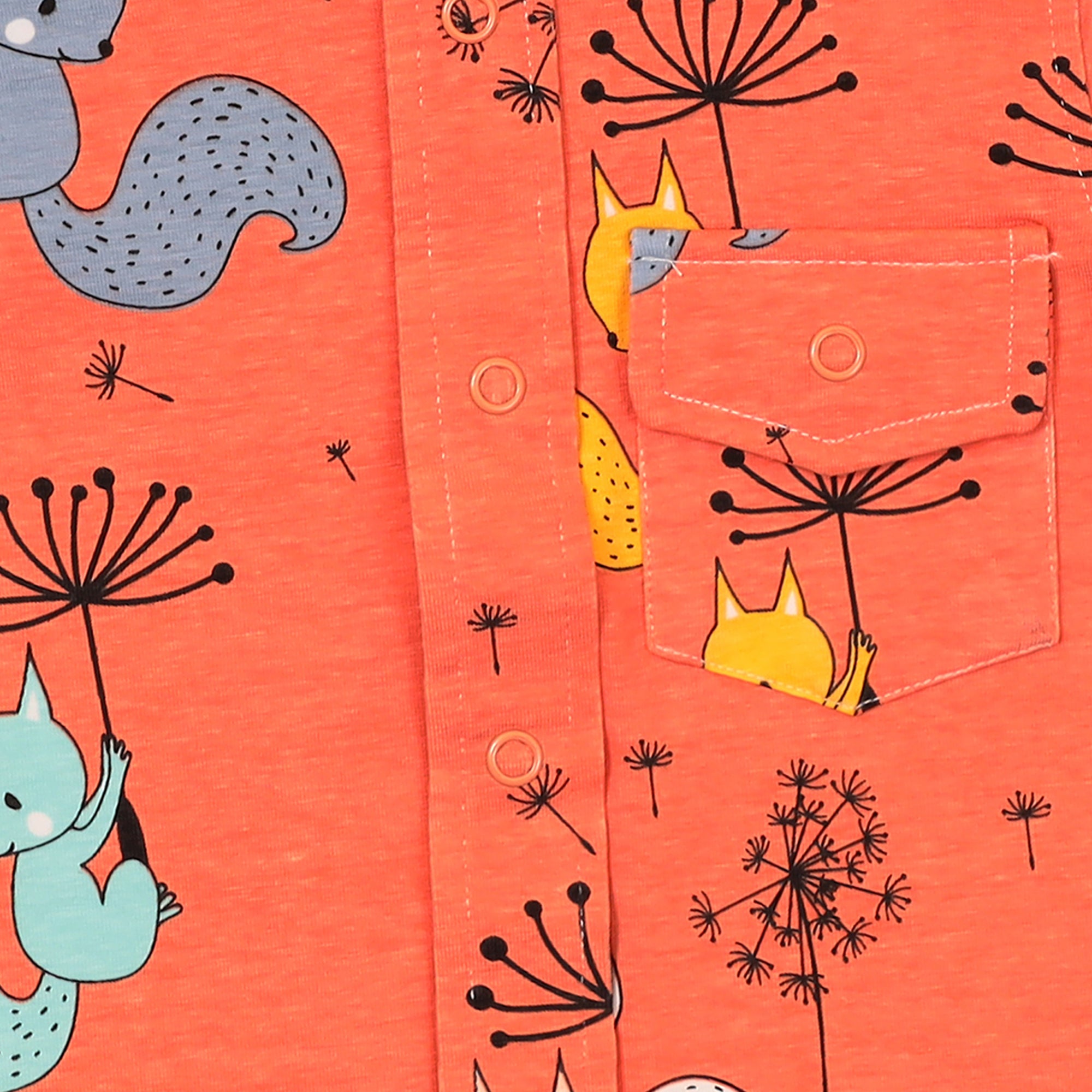 ORANGE SQURIAL FRONT OPEN SHIRT